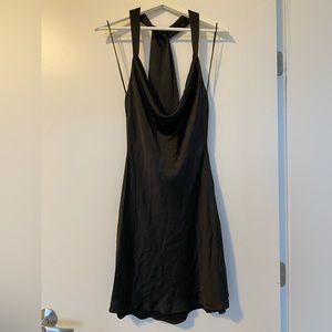 Black Halter Cowl-Neck Mini Dress - Lena